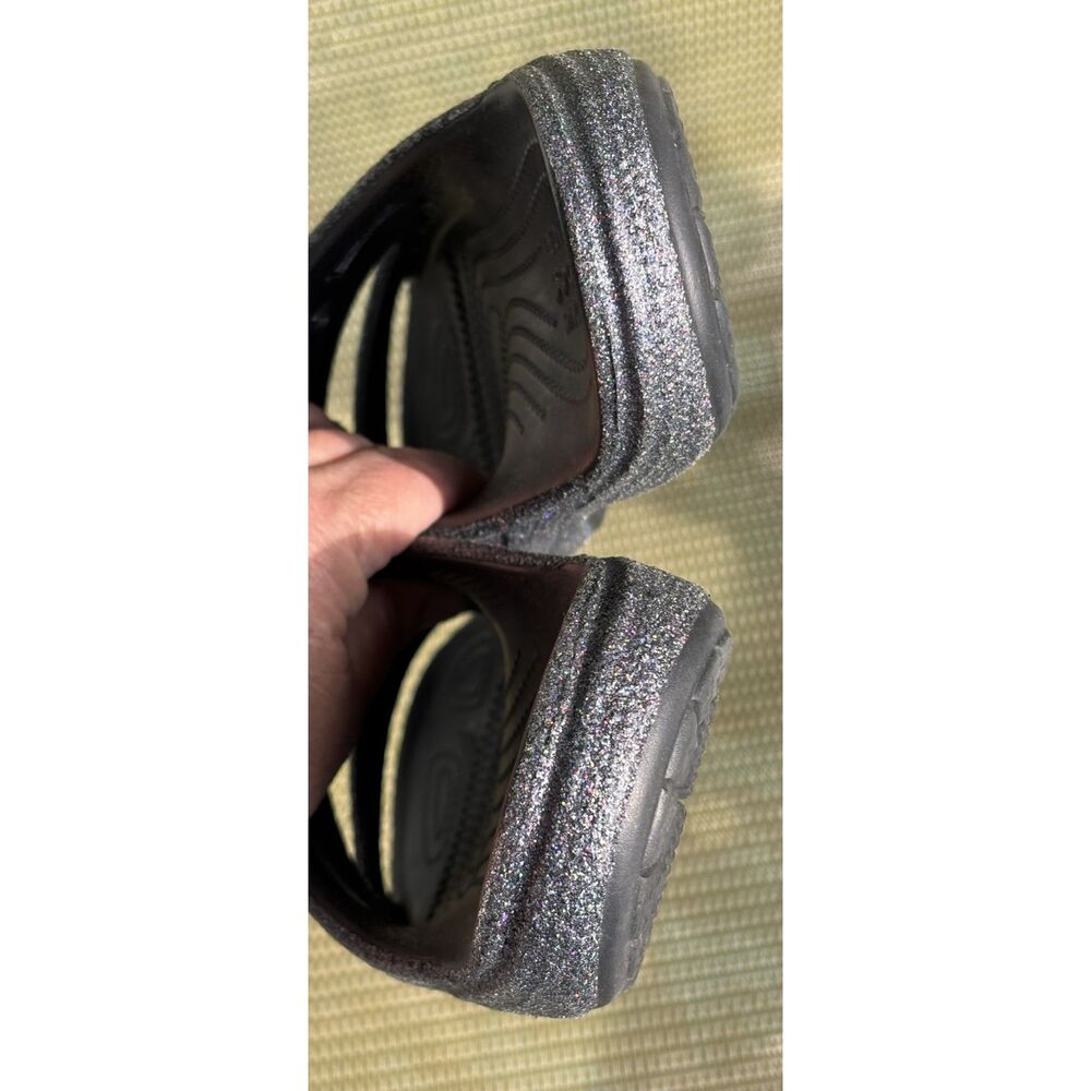 Crocs Classic Glitter II Sandals Black Sparkle Slides M6 W8 207769-001